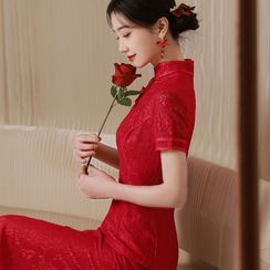 Luxury Style - Short-Sleeve Midi Wedding Qipao