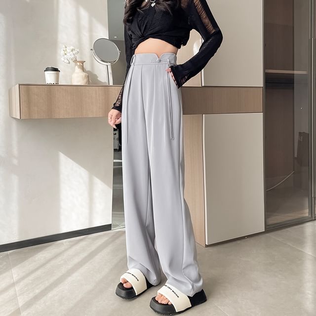 Jaqmine - High Rise Plain Wide Leg Suit Pants (Various Designs)