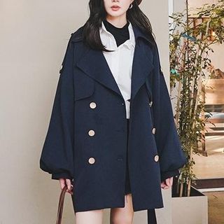 cloak sleeve double breasted overcoat