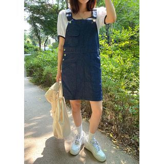 buckle strap denim dress