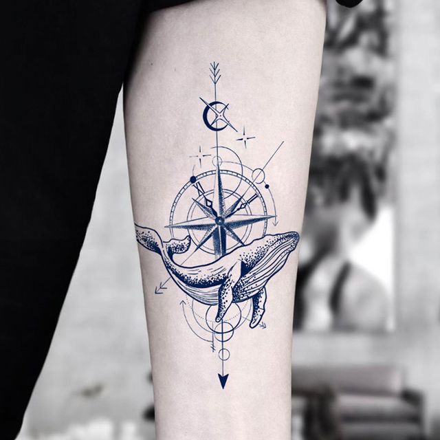 Voorkoms Compass with Family Men and Women Waterproof Temporary Body Tattoo   Amazonin Beauty