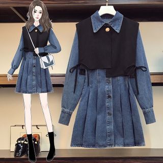 SEPH - Plain Vest / Denim Shirt Dress / Set | YesStyle