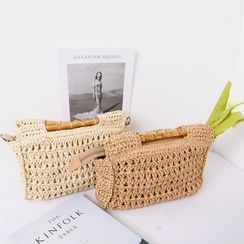 Lemite - Bamboo-Handle Straw Hand Bag Lemite - Bamboo-Handle Straw Hand Bag