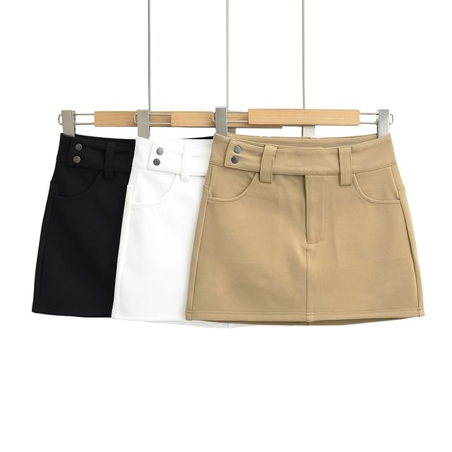 Ulark-High Rise Plain Mini Pencil Skirt