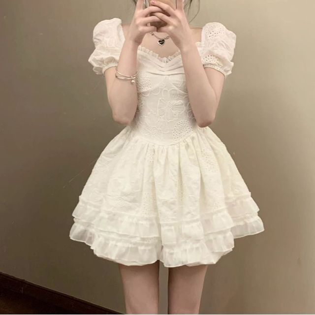 white christmas dresses Zapaka Women Sparkly Pink Corset Tiered Short Homecoming Dress with Lace Straps Party Dress, Blue / US10 main image 0
