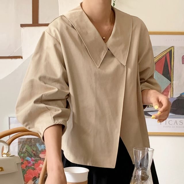 Coris-34-Sleeve Collared Plain Button Light Jacket