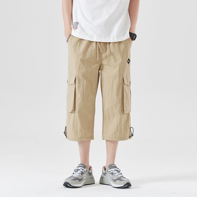 Nataro-Mid Rise Plain Cargo Shorts