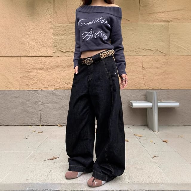 Jerolenea-Low Rise Washed Baggy Jeans