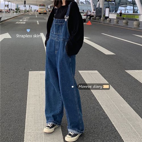 Baggy denim dungarees hotsell