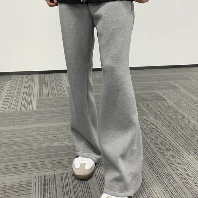 DragonRoad-High Waist Plain Loose Fit Sweatpants