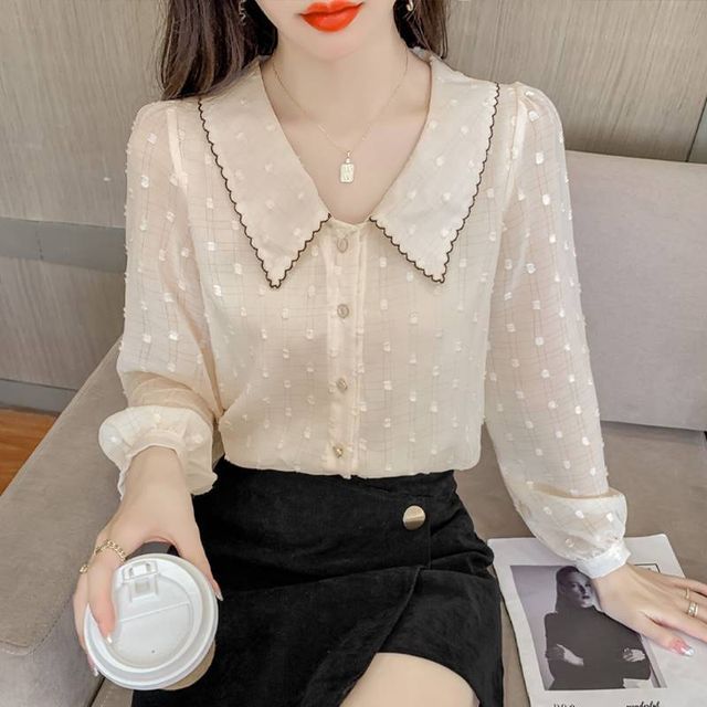 Dragan Pulse-Long-Sleeve DottedChiffon Shirt