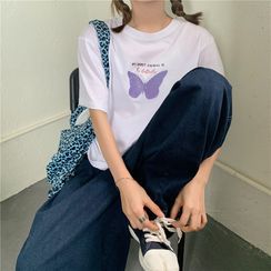 Cloud Nine - Butterfly Print Short-Sleeve T-Shirt Cloud Nine - Butterfly Print Short-Sleeve T-Shirt