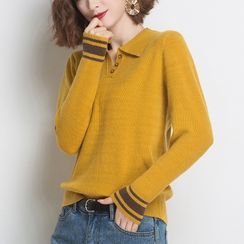 FUEMA - Two Tone Knit Polo Shirt FUEMA - Two Tone Knit Polo Shirt
