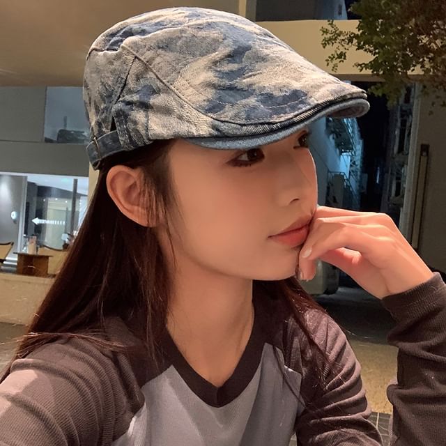 Sparktage-Tie Dye Denim Flat Cap