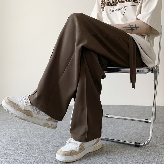 GRAYCIOUS-Mid Rise Plain Wide Leg Pants