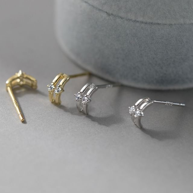 A-ROCH-925 Sterling Silver Rhinestone Stud Earring