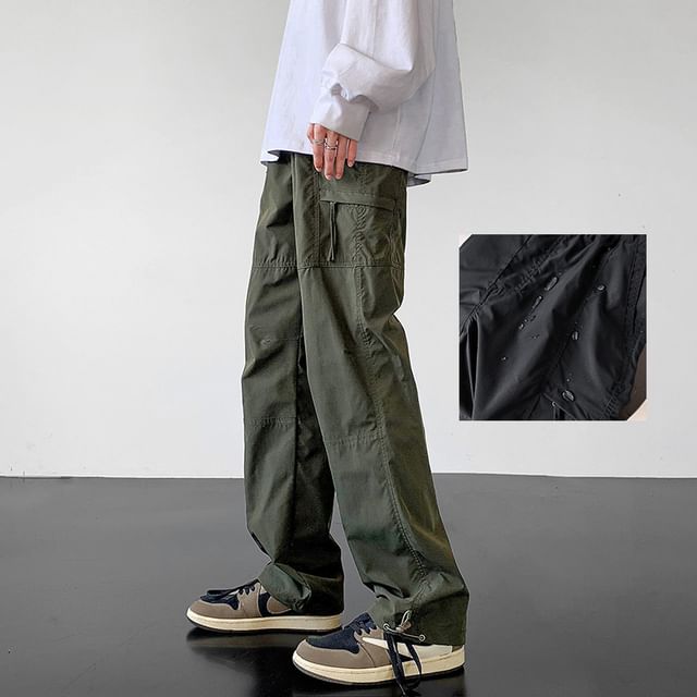 Kimeya-High Waist Plain Harem Cargo Pants