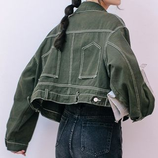 contrast stitch denim jacket