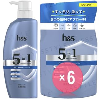 h&s - 5 In1 Hair & Scalp Solution Cool Cleanse Shampoo (x6) (Bulk Box)