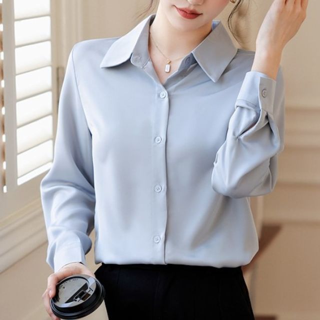 Dragan Pulse-Long-Sleeve Satin Plain Shirt