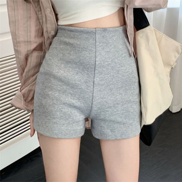 Everose-High Waist Plain Shorts