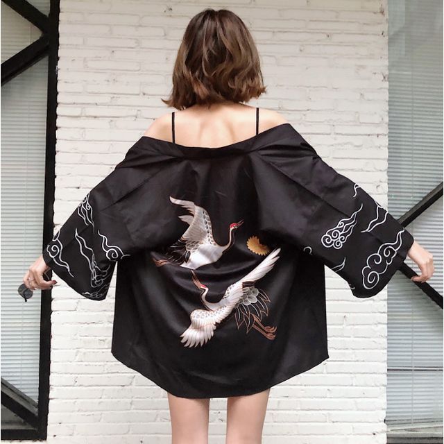 Esquerada - Crane Print Kimono Jacket | YesStyle