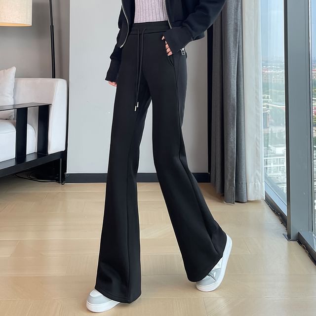 Dragan Pulse-Drawstring Waist Plain Flared Sweatpants Various Designs