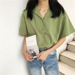 Serendipitous - Plain Short-Sleeve Shirt | YesStyle