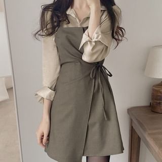 Brigitte Plain Shirt / Wrap Mini Overall Dress Sale