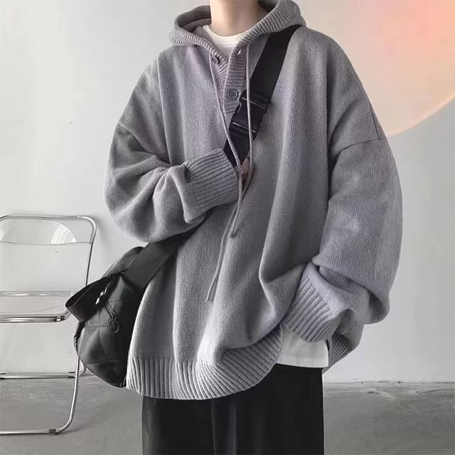 Lorencho-Henley Plain Drawstring Hooded Sweater