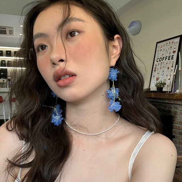 Panda Dama-Beaded Fringed Drop Hook Earring