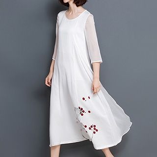 Diosa - 3/4-Sleeve Chiffon Midi Dress | YesStyle