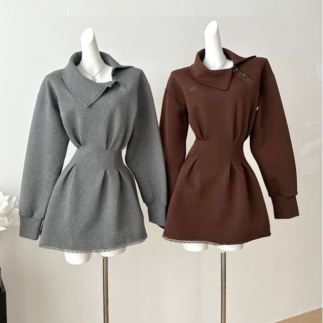 a line sweatshirt dress Marcella Elba Long Sleeve Sweatshirt Dress in Black | Women's Size 3XL | Midweight French Terry main image 1