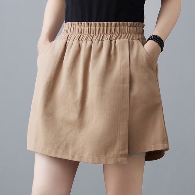 Supernova-High Waist Plain Mini Denim Skort