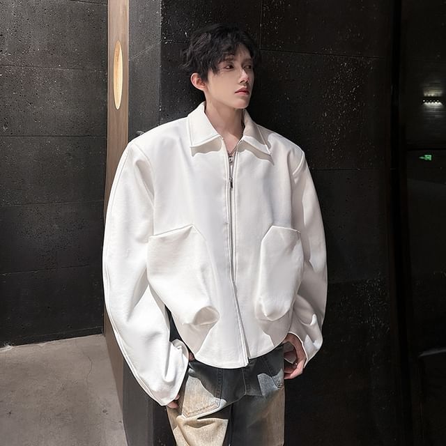 VEAZ-Plain Pocket Detail Zip Jacket