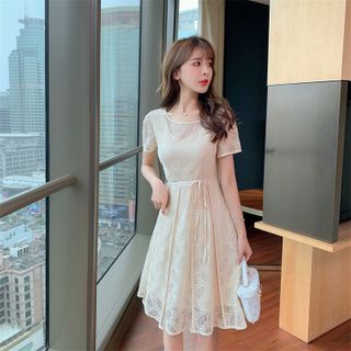sachin and babi light blue dress Sienne - Short-Sleeve Lace A-Line Dress
