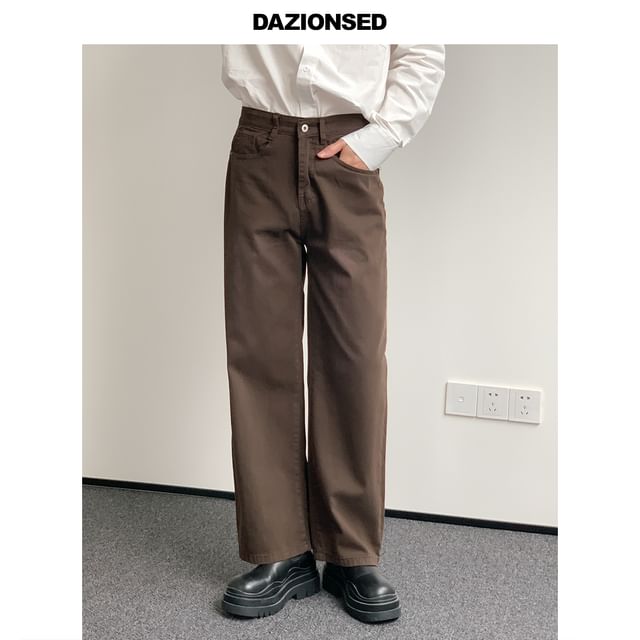 DAZO Studios-Mid Rise Plain Cropped Straight Leg Jeans