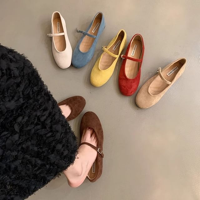 Asterisk-Faux Suede Mary Jane Shoes