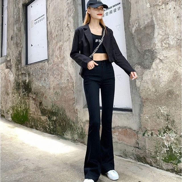 Everose-High Waist Flared Jeans