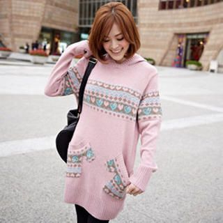 Tokyo Fashion Hooded Patterned Knit Dress | YesStyle