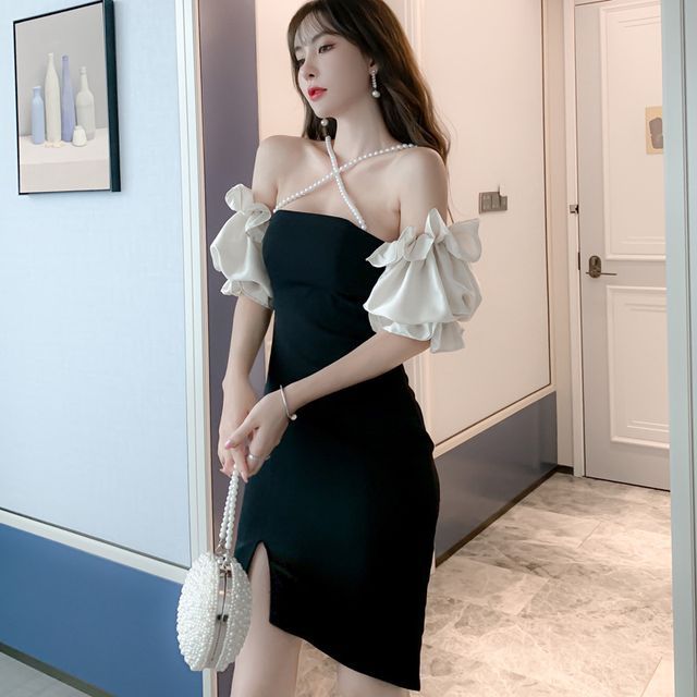 ■MOJO ESPIN(模造エスピン)off-shoulder dress Wine Printed Mesh Off The Shoulder Bodycon Midi Dress – AX Paris