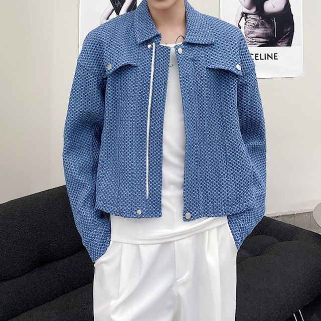 Bjorn-Collared Zip-Up Denim Jacket
