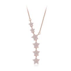 BELEC - 925 Sterling Silver Plated Rose Gold Sparkling Star Necklace with Cubic Zircon BELEC - 925 Sterling Silver Plated Rose Gold Sparkling Star Necklace with Cubic Zircon