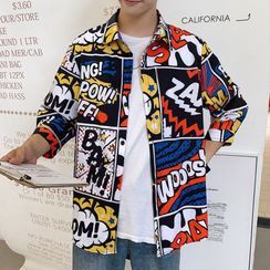DuckleBeam - Lettering Print Shirt Jacket DuckleBeam - Lettering Print Shirt Jacket