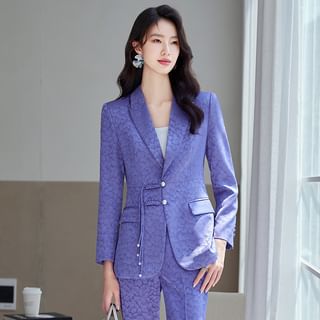 Princess Min Long-Sleeve Plain Shirt / Peak Lapel Patterned Frog Buttoned Blazer