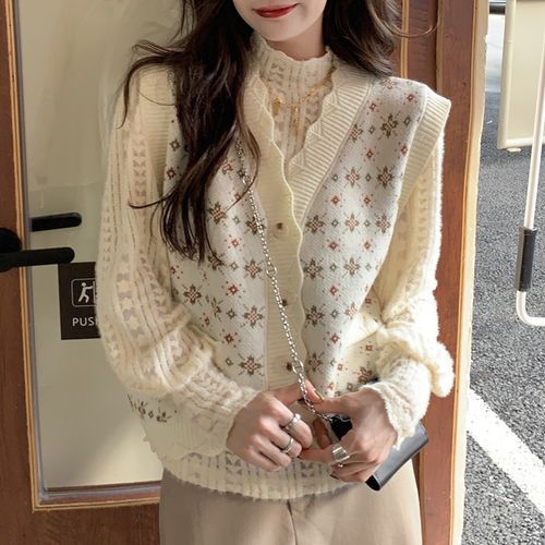 Floral printed lace clearance sweater