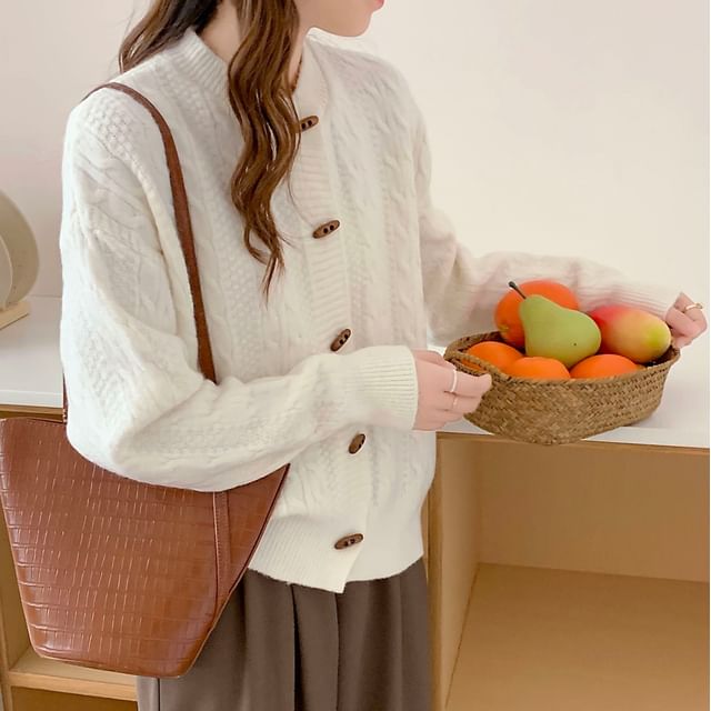 Ukiyo-Crewneck Toggle Plain Cardigan