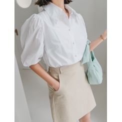 J-ANN - Puff-Sleeve Cotton Shirt J-ANN - Puff-Sleeve Cotton Shirt