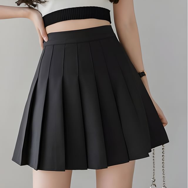 High waist 2025 pleated skirt mini