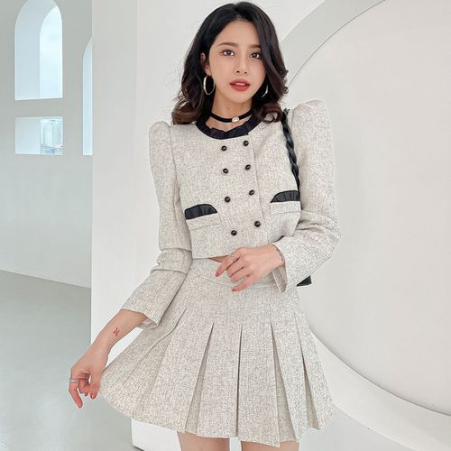 Frill blazer and sales skirt set